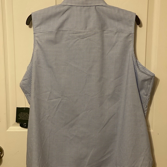 Lauren Ralph Lauren, Light Blue Gingham Sleeveless Button Down Top, Size 2X - Picture 3 of 4